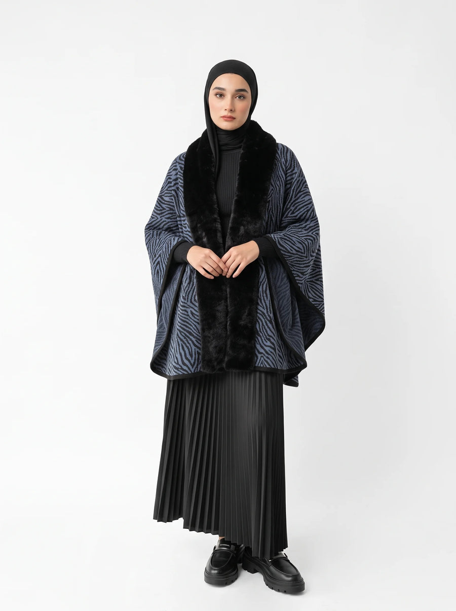 كاب زيبرا بياقة فرو 7044